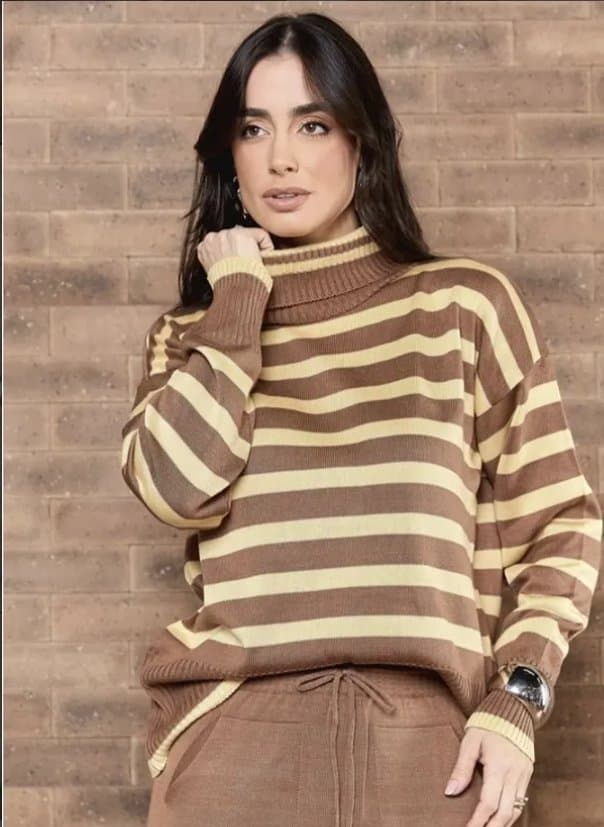 Blusa listrada em tricot Aby Malhas