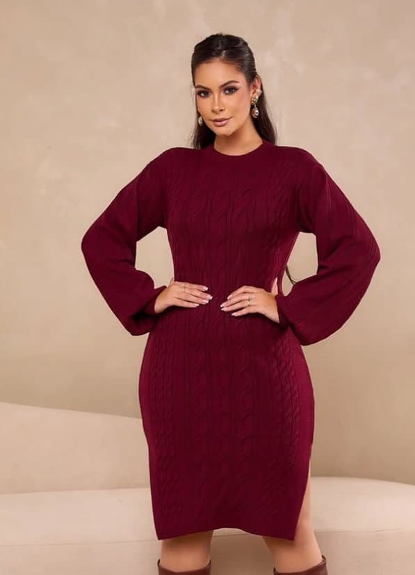 Vestido midi em modal com trancas Aby Malhas